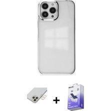 Cepte Toptan iPhone 14 Pro Max Doruk Doku Prime - Siyah Bilvis 5in1 5d Magic Hayalet Cam Ekran Koruyucu + Gold Band Metal Kamera Lens