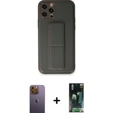 Cepte Toptan iPhone 12 Pro Akış Doku - Şeffaf 360 Full Body Arka Koruyucu + Sarı Neon Fosforlu Kamera Lens