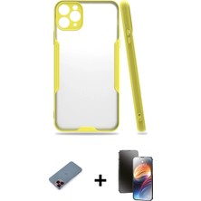 Cepte Toptan iPhone 11 Pro Atlas Asil Serisi - Siyah 3D Antistatik Mat Seramik Nano Ekran Koruyucu + Kırmızı Metal Kamera Lens Koruma Cam