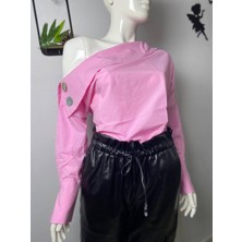 ANS Kayık Yaka Asimetrik Kesim Gömlek