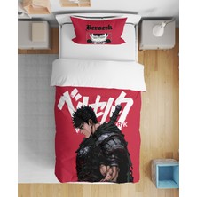 Leva Home Berserk Anime Desenli 3D Dijital Baskılı Tek Kişilik Çarşafsız Nevresim Takımı Uyku Seti
