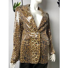 ANS Leopar Desen Payet Blazer Ceket