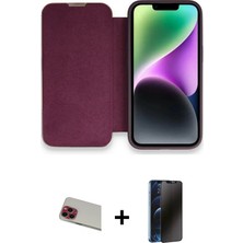 Cepte Toptan iPhone 13 Pro Max Siluet Minimal Serisi - Siyah 3D Antistatik Hayalet Cam Ekran Koruyucu + Kırmızı Rainbow Kamera Lens Koruma Cam