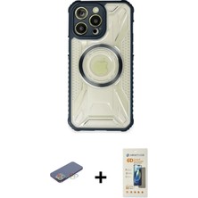 iPhone 13 Pro Max Kutup Modern - Siyah 6d Mat Seramik Hayalet Nano Ekran Koruyucu + Mavi Renkli Kamera Lens Koruma Cam