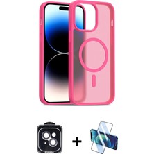 Cepte Toptan iPhone 14 Siluet Minimal Prime - Siyah 3D Antistatik Cam Ekran Koruyucu + Siyah Pvd Metal Kamera Lens