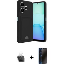 Cepte Toptan Redmi 13 4g Vadi Çizgi Prime - Siyah 3D Antistatik Hayalet Cam Ekran Koruyucu + Şeffaf Kamera Lens Koruma Cam