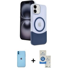 Cepte Toptan iPhone 11 Kozmos Form Özel Seri - Şeffaf Royal Nano Ekran Koruyucu + Mavi Neon Fosforlu Kamera Lens