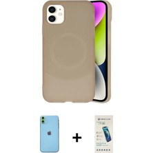 Cepte Toptan iPhone 11 Ufuk Serisi - Şeffaf Pasifik Cam Ekran Koruyucu + Yeşil Neon Fosforlu Kamera Lens