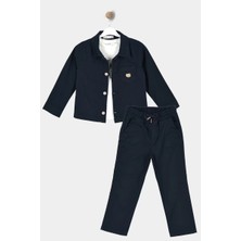 Alg ERKEK ÇOCUK ÜÇLÜ ŞIK TAKIM KOMBİN - CEKET - BELİ LASTİKLİ PANTOLON - TİŞÖRT %100 PAMUK SET (Bir Beden Büyük Önerilir)