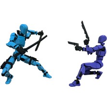 El Yapımı Eklemli Aksiyon Figürü Seti - 2 Adet Hareketli Figür + Dev Aksesuar Cephaneliği + Sergileme Standı Hediye