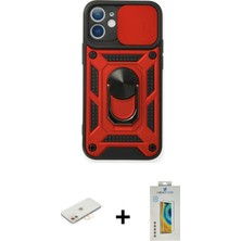 Cepte Toptan iPhone 12 Ahenk Klasik - Siyah Polymer Nano Ekran Koruyucu + Sarı Renkli Kamera Lens Koruma Cam