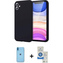 Cepte Toptan iPhone 11 Kozmos Yansıma Özel Seri - Şeffaf Royal Nano Ekran Koruyucu + Mavi Neon Fosforlu Kamera Lens
