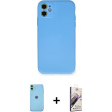 Cepte Toptan iPhone 11 Ahenk Serisi - Siyah Bilvis 3D Mat Cam Ekran Koruyucu + Yeşil Neon Fosforlu Kamera Lens