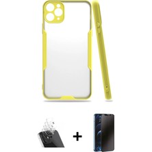 Cepte Toptan iPhone 11 Pro Atlas Asil Serisi - Siyah 3D Antistatik Hayalet Cam Ekran Koruyucu + Şeffaf Kamera Lens Koruma Cam