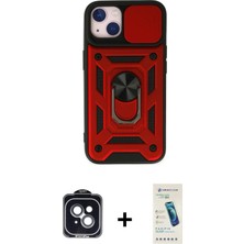 Cepte Toptan iPhone 14 Ahenk Klasik - Şeffaf Pasifik Cam Ekran Koruyucu + Siyah Pvd Metal Kamera Lens