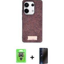 Cepte Toptan Redmi Note 13 Pro 4g Vadi Klasik Serisi - Siyah 3D Antistatik Hayalet Cam Ekran Koruyucu + Gümüş Raze Metal Kamera Lens