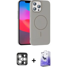 Cepte Toptan iPhone 15 Pro Max Siluet Doku Özel Seri - Siyah Bilvis 5in1 5d Magic Hayalet Cam Ekran Koruyucu + Gümüş Pvd Metal Kamera Lens