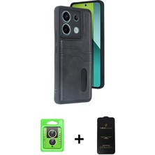 Cepte Toptan Redmi Note 13 Pro 4g Yörünge Işık Serisi - Siyah 6d Antistatik Mat Seramik Hayalet Nano Ekran Koruyucu + Gümüş Raze Metal Kamera Lens