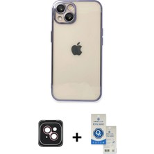 Cepte Toptan iPhone 14 Vadi Minimal - Şeffaf Royal Nano Ekran Koruyucu + Pembe Pvd Metal Kamera Lens