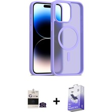 iPhone 14 Pro Max Siluet Minimal Prime - Siyah Bilvis 5in1 5d Magic Hayalet Cam Ekran Koruyucu + Derin Mor Bilvis Titan Kamera Lens