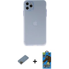 Cepte Toptan iPhone 11 Pro Max Atlas Minimal Prime - Siyah 18D Cam Ekran Koruyucu + Gold Shine Kamera Lens Koruma Cam