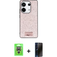 Cepte Toptan Redmi Note 13 Pro 4g Vadi Klasik Serisi - Siyah 3D Antistatik Hayalet Cam Ekran Koruyucu + Gümüş Raze Metal Kamera Lens