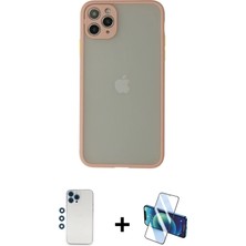 Cepte Toptan iPhone 12 Pro Ahenk Çizgi Serisi - Siyah 3D Antistatik Seramik Nano Ekran Koruyucu + Mavi Shine Kamera Lens