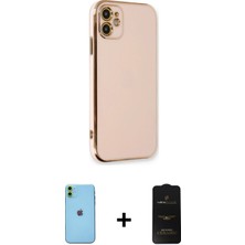 iPhone 11 Yankı Serisi - Siyah 6d Antistatik Mat Seramik Hayalet Nano Ekran Koruyucu + Yeşil Neon Fosforlu Kamera Lens