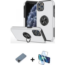 Cepte Toptan iPhone 11 Pro Max Odak Form Prime - Siyah 3D Antistatik Seramik Nano Ekran Koruyucu + Siyah Metal Kamera Lens Koruma Cam