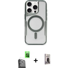 Cepte Toptan iPhone 16 Pro Yadigar Klasik Özel Seri - Siyah Bilvis Hayalet Cam Ekran Koruyucu + Siyah Raze Metal Kamera Lens