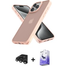 Cepte Toptan iPhone 15 Pro Atlas Form - Siyah Bilvis 5in1 5d Magic Hayalet Cam Ekran Koruyucu + Titanyum Gri Raze Metal Kamera Lens