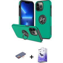 Cepte Toptan iPhone 13 Pro Max Odak Form Prime - Siyah Bilvis 5in1 5d Magic Hayalet Cam Ekran Koruyucu + Turuncu Renkli Kamera Lens Koruma Cam