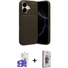 Cepte Toptan iPhone 17 Eksen Form Prime - Siyah Bilvis 3D Cam Ekran Koruyucu + Lila Bilvis Titan Kamera Lens