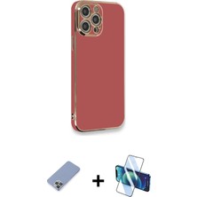 Cepte Toptan iPhone 12 Pro Yankı Serisi - Siyah 3D Antistatik Seramik Nano Ekran Koruyucu + Koyu Yeşil Metal Kamera Lens Koruma Cam