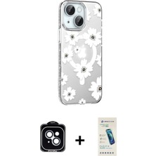 Cepte Toptan iPhone 14 Yörünge Işık Prime - Şeffaf Pasifik Cam Ekran Koruyucu + Mavi Pvd Metal Kamera Lens