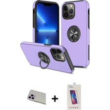 Cepte Toptan iPhone 13 Pro Max Odak Form Prime - Siyah Joko 5d Cam + Mor Rainbow Kamera Lens Koruma Cam