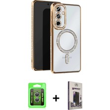 Cepte Toptan Galaxy S25 Edge Zirve Doku Prime - Siyah Bilvis Hayalet Cam Ekran Koruyucu + Gümüş Raze Metal Kamera Lens