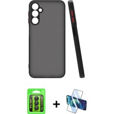 Cepte Toptan Galaxy A15 4g Ahenk Çizgi Serisi - Siyah 3D Antistatik Seramik Nano Ekran Koruyucu + Siyah Raze Metal Kamera Lens