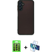 Cepte Toptan Galaxy A15 4g Ahenk Çizgi Serisi - Siyah 3D Antistatik Seramik Nano Ekran Koruyucu + Siyah Raze Metal Kamera Lens