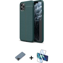 Cepte Toptan iPhone 11 Pro Doruk Klasik Özel Seri - Siyah 3D Antistatik Seramik Nano Ekran Koruyucu + Siyah Shine Kamera Lens Koruma Cam