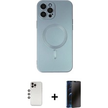 Cepte Toptan iPhone 12 Pro Max Akış Minimal Özel Seri - Siyah 3D Antistatik Hayalet Cam Ekran Koruyucu + Gökkuşağı Shine Kamera Lens
