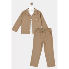 Alg ERKEK ÇOCUK ÜÇLÜ ŞIK TAKIM KOMBİN - CEKET - BELİ LASTİKLİ PANTOLON - TİŞÖRT %100 PAMUK SET (Bir Beden Büyük Önerilir)