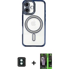 Cepte Toptan iPhone 16 Zirve Doku Prime - Şeffaf 360 Full Body Arka Koruyucu + Yeşil Pvd Metal Kamera Lens