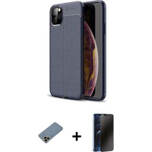 Cepte Toptan iPhone 11 Pro Max Doruk Klasik Özel Seri - Siyah 3D Antistatik Hayalet Cam Ekran Koruyucu + Gold Shine Kamera Lens Koruma Cam