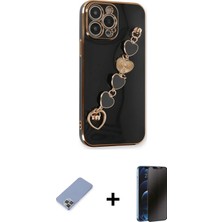 Cepte Toptan iPhone 13 Pro Max Nova Işık Prime - Siyah 3D Antistatik Hayalet Cam Ekran Koruyucu + Koyu Yeşil Metal Kamera Lens Koruma Cam