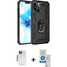 Cepte Toptan iPhone 12 Pro Max Ahenk Klasik Koleksiyonu - Şeffaf Royal Nano Ekran Koruyucu + Lacivert Shine Kamera Lens