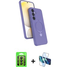 Cepte Toptan Galaxy A15 4g Iz Işık Koleksiyonu - Siyah 3D Antistatik Seramik Nano Ekran Koruyucu + Siyah Raze Metal Kamera Lens