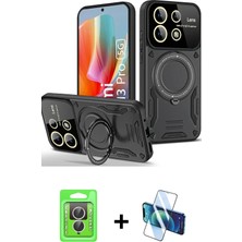 Cepte Toptan Redmi Note 13 Pro 4g Kıvılcım Modern Serisi - Siyah 3D Antistatik Seramik Nano Ekran Koruyucu + Gümüş Raze Metal Kamera Lens