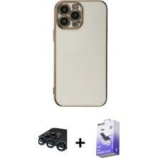 Cepte Toptan iPhone 15 Pro Max Yankı Serisi - Siyah Bilvis 5in1 5d Magic Hayalet Cam Ekran Koruyucu + Lacivert Raze Metal Kamera Lens