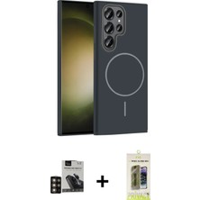 Cepte Toptan Galaxy S24 Ultra Siluet Doku Özel Seri - Siyah Joko Magic 5d Hayalet Cam + Gold Pvd Metal Kamera Lens